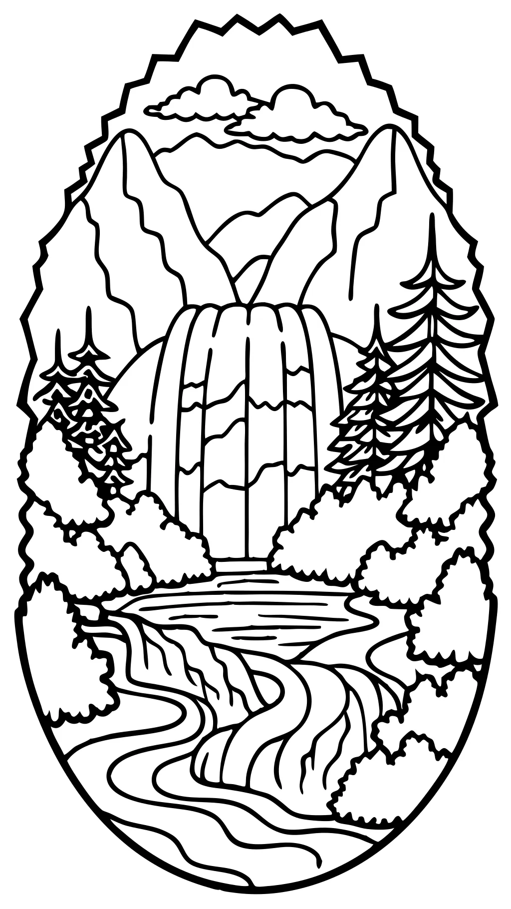 coloring pages of waterfalls